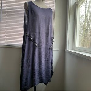 SIMPLY COUTURE Asymmetrical Sleeveless Navy Blue Cotton Blend Tunic Dress Size M